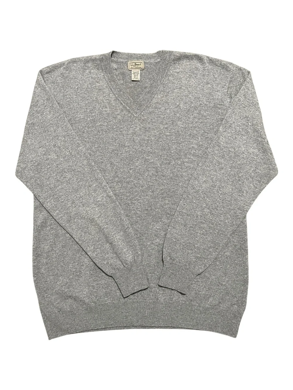 L.L. Bean Vintage Men's 100% Cashmere Heather Gray V-Neck Sweater L
